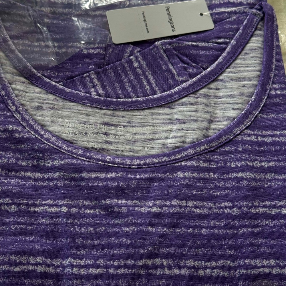 T-SHIRT, ROUND NECK, ULTRA VIOLET & WHITE, SIZE 3X, SHAPED FIT, PRINTED, PENNING